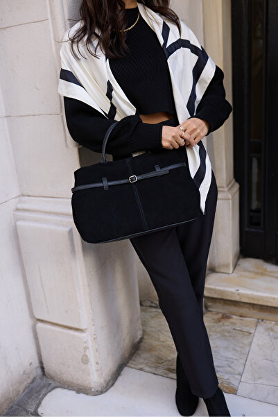 ANGELİNA JONES Alvi̇stra Women's Black Real Suede Shoulder Bag