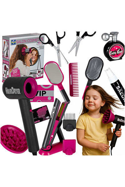 Ikonka Set de coafura pentru copii, uscator functional, placa cu sunete si lu...