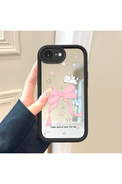 Hontinga غطاء هاتف سيليكون مضاد للسقوط متوافق مع آيفون 16e مع مرآة ورباط