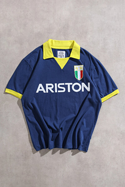 Superfly Ρετρό μπλε ναυτικό κίτρινο μπλουζάκι ποδοσφαίρου εκτός έδρας