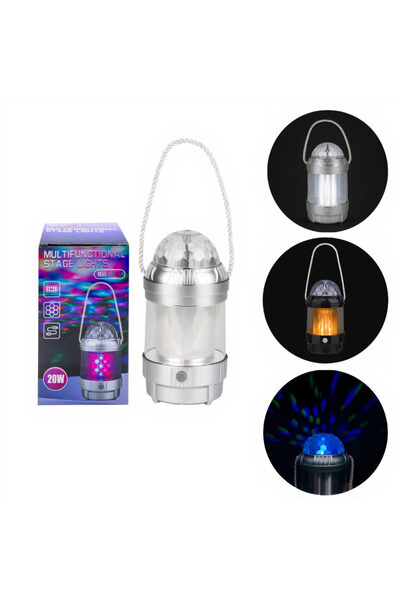 JML1 Lampă LED 19x9cm Felinar portabil multifuncțional 3 în 1, Glob disco cu lumină albă