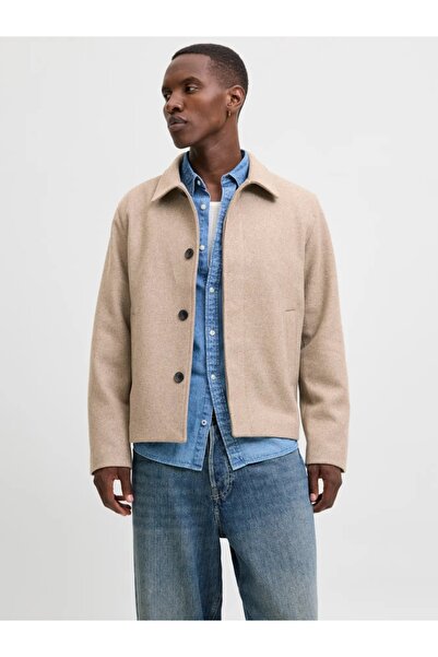 Jack & Jones Men's short coat, JEHARRIS, with high collar and 2 slant pockets...