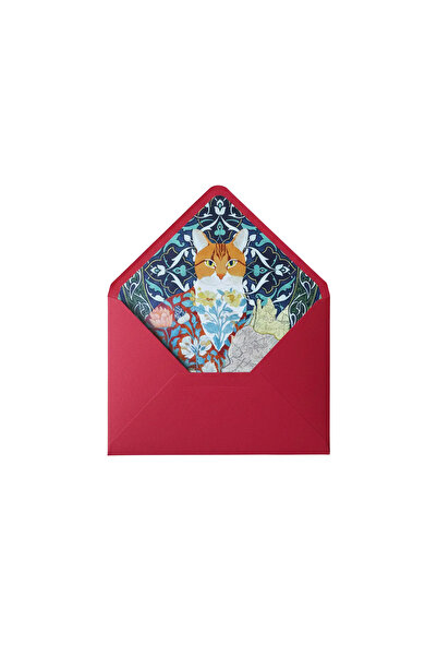 Bazen Defter Kedi Desenli Kırmızı Zarf