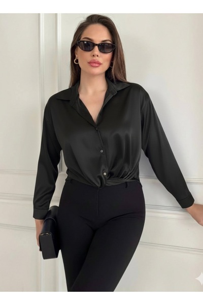 STEPS بلوزة ساتان بعقدة أمامية وظهر طويل