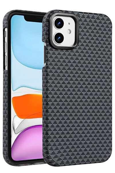 Nezih Case غطاء أنيق ولامع وصلب بتصميم ألياف الكربون متوافق مع هاتف آيفون 11 ...