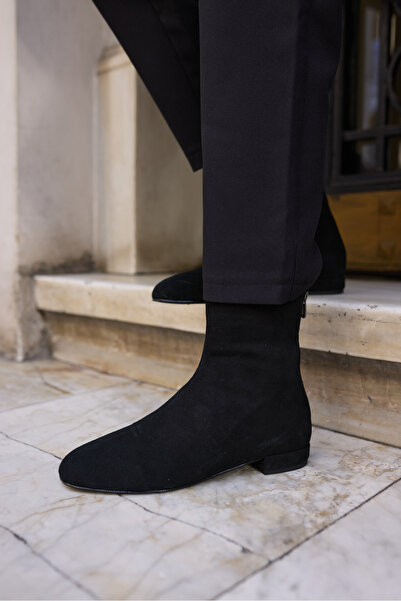 ANGELİNA JONES CORSİA KADIN SİYAH SUET ARKA FERMUAR DETAY PANTOLON ALTİ BOT