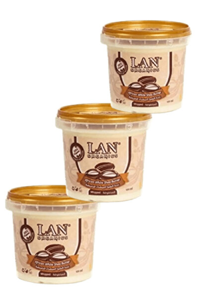 LAN ORGANICS 3 قطع من زبدة الشيا البيضاء الأفريقية 100 مل