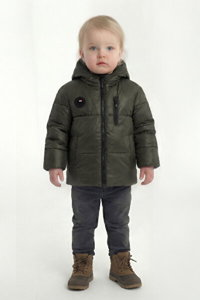 QAWWA Çocuk KIZ-ERKEK Kapüşonlu İçi Siyah Kürklü Kuş Elyaflı Hafif Su Ve Rüzg...