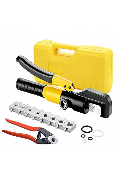 zola Set cleste sertizat hexagonal hidraulic si cleste taiat, 4-70 mm2, 10 T, 8 matrite, otel, 31 cm