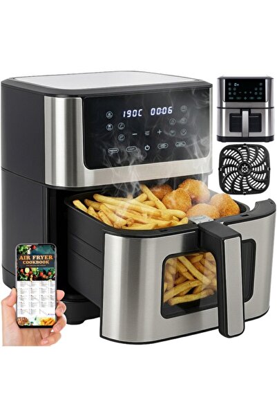zola Friteuza Air Fryer cu aer cald, 8L, 1800W, 10 programe, temperatura 80-200°C, LED, 30x30x35 cm