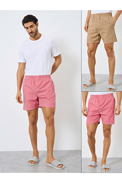 Styli عبوة من قطعتين - سراويل داخلية رجالية قطنية بنقشة مربعات