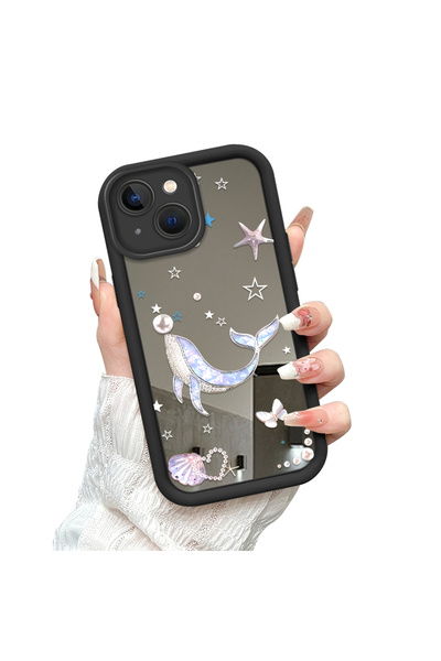 Hontinga حافظة هاتف متوافقة مع iPhone 15، حافظة سيليكون جميلة بمرآة مضادة للتخيل