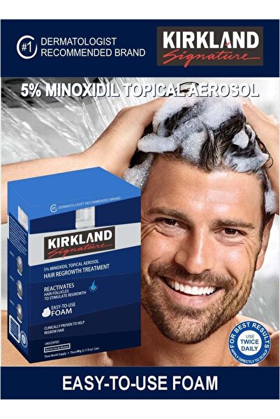 Kirkland Signature مينوكسيديل ٥٪ رغوة بخاخ موضعية - محلول لإعادة نمو الشعر لمدة ٣ أشهر