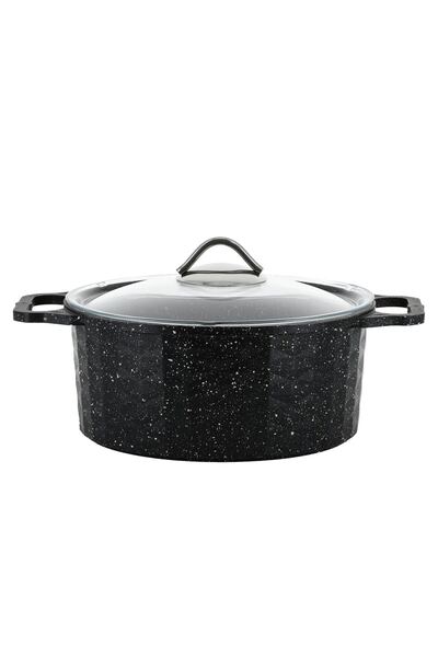 MENZIL Granite Coated Cooking Pot with Lid, 24 cm