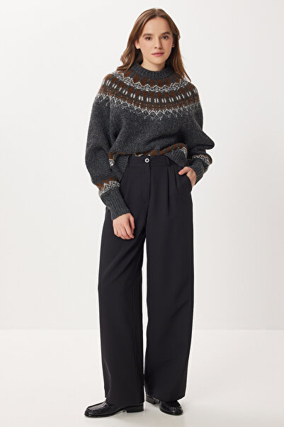 Lovelyİstanbul Pleated Woven Palazzo Pants Lgk0009 Black