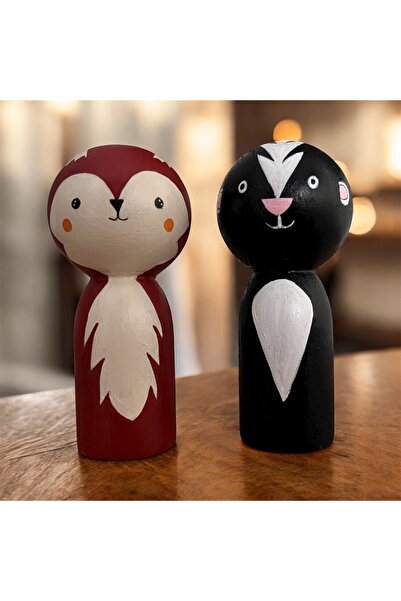 pinaart Special Design Animal World Peg Doll, Waldorf, Natural Wooden Toy Ani...