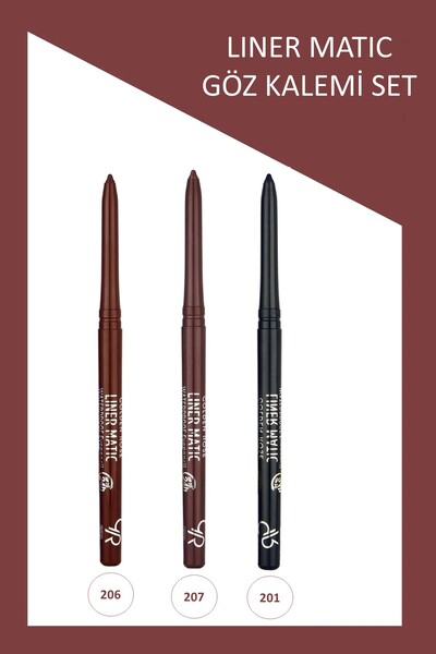 Golden Rose Liner Matic Suya Dayanıklı Göz Kalemi Seti - No: 206-207-201