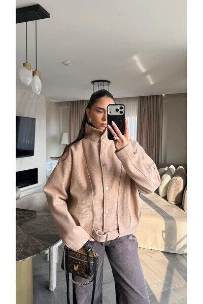 hancez Balık Sırtı Kaşe Bomber Ceket 9651