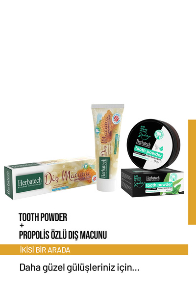 Herbatech Diş Beyazlatma Seti ( Propolis Özlü Diş Macunu + Tooth Powder Diş Tozu 45 gr )