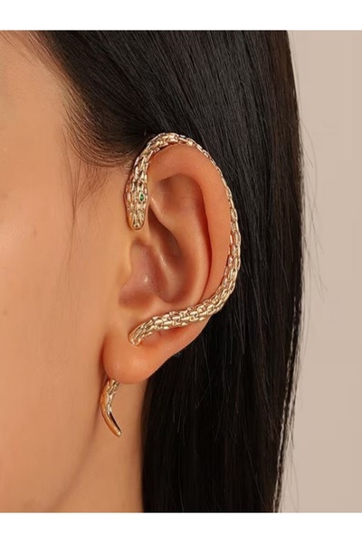 Alyas Aksesuar أقراط على شكل ثعبان بتصميم عتيق - اختر للجانب الأيمن أو الأيسر...