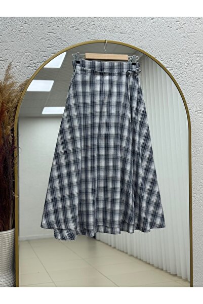 BENAHOLL Ekin Plaid Pattern Tied Skirt-Bn4582 Navy Blue