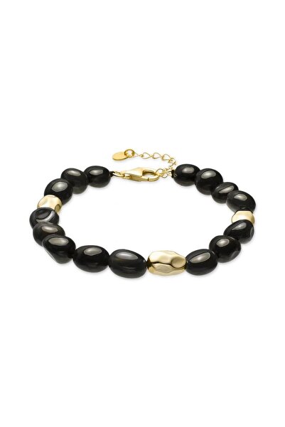 Melga Brățară din argint cu agat negru