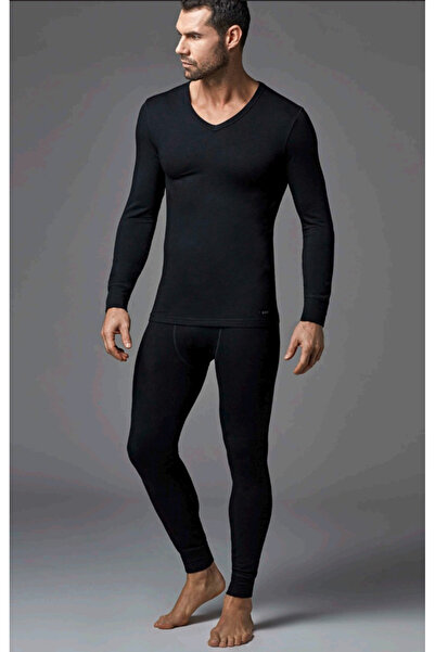 Dagi Men's V-Neck Long Sleeve Thermal / 47% Viloft 47% Polyester 6% Elastane Single T-Shirt