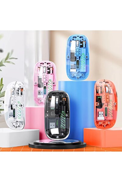 Bowie Şeffaf ultra hassas Kablosuz şarjlı mouse 9 farklı renk Dpı ayarı 100 s...