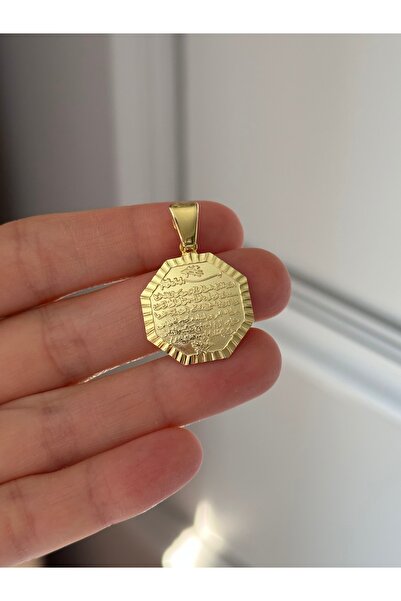 emy by emel luxury silver jewelry Altın Kaplama Ayetel Kürsi Kolye Ucu 925 Ay...