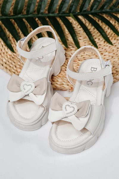 Zaira Λευκά σανδάλια για κορίτσια από οικολογικό δέρμα Aria2 #21763 - 36