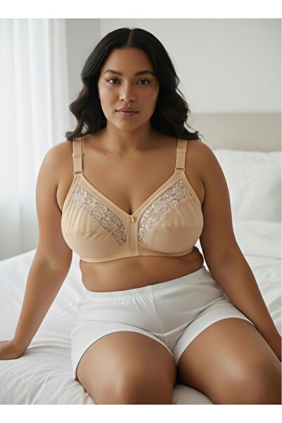 enmodaiçgiyim Skin Color Plus Size Shaping / Sculpting Minimizing Effect No Underwire No Sponge Lace C Cup Bra