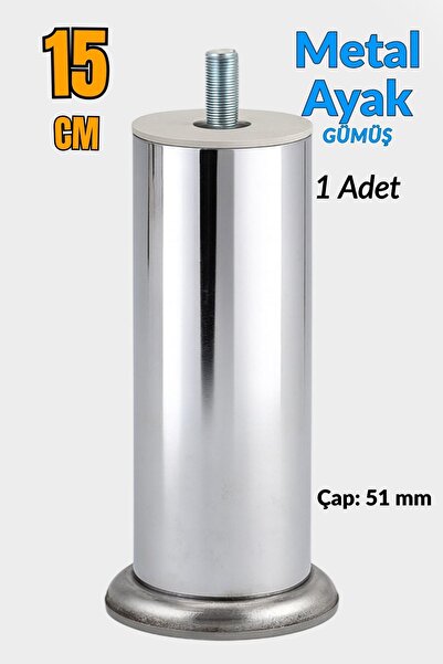 Badem10 Krom Gümüş 15 cm Metal Kalın 51 mm Mobilya Ayağı Modern Dayanıklı Kol...