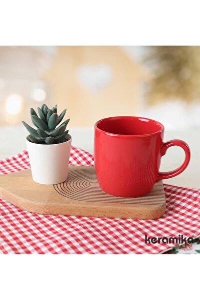 Keramika Kırmızı Bulut 8 cm Kupa 2 Adet