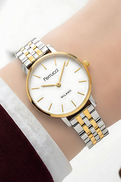 Ferrucci Steel Cord Steel Case Women Wrist Watch Silver-Gold Sdfer190