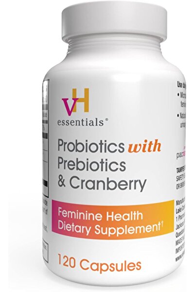 VH بروبيوتيك إسينشالز للنساء مع البريبايوتكس والتوت البري وفيتامين سي - 120 ك...