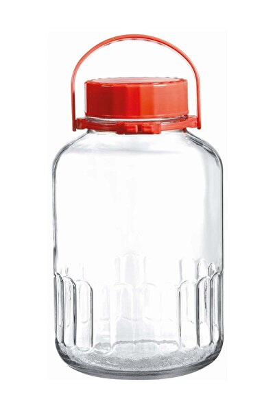 Pasabache Pasabahce Harvest Glass Jar, 8 Lt, Red Lid, 325 Mm Height