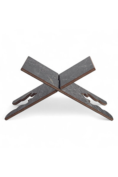 ELBİ Siyah Mermer Desenli Ahşap Rahle – 60x20 cm Kitap Okuma ve Kur’an Standı