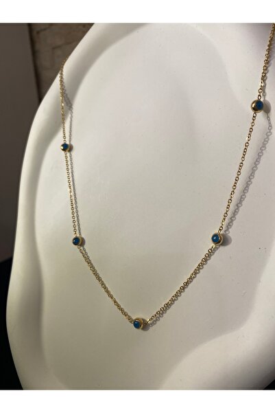 STAİNLES ÇELİK Minimal Nazar boncuklu Altın renk Kolye