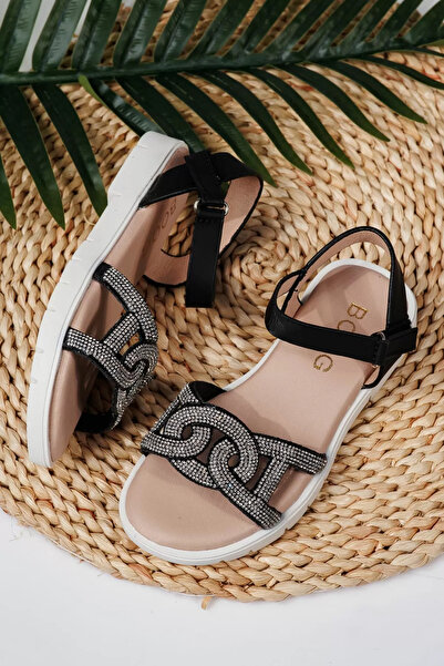 Zaira Μαύρα γυναικεία σανδάλια από οικολογικό δέρμα Adina #21869 - 34