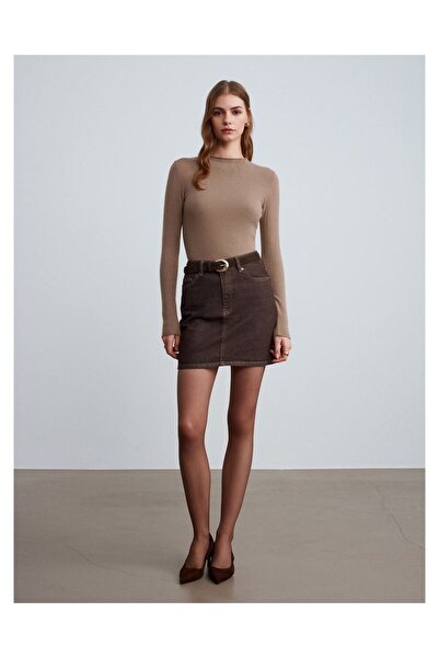 Dilvin 10840 Kayık Yaka Kaşmir Karışımlı Kazak-K.vizon M.