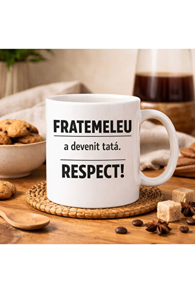 OEM Personalized white mug – "BROTHER became a father. RESPECT!", Tipo-Art