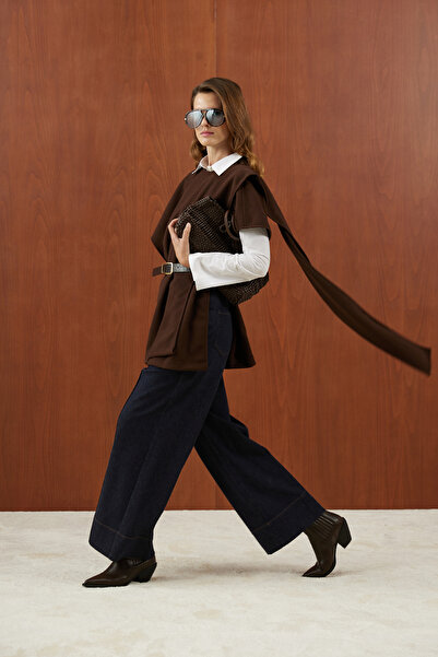 FUSHYA Deri Kemerli Kaşe Panço