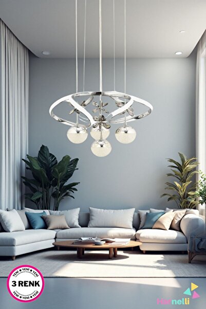 Harnelli 3 Renk Yanabilen 4 TOPLU Modern Ledli Avize