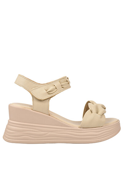 FORMAZIONE Casual sandals, women, FORMAZIONE, 8702-1 cream, leather, platform 40