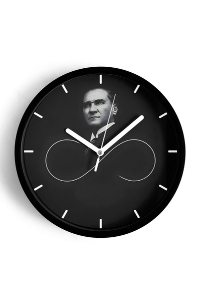 JHAAR ساعة حائط حديثة مزخرفة بتصميم أتاتورك - 25 سم - هيكل أسود مع زجاج أمامي...