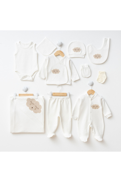 Eda Baby طقم خروج من المستشفى مكون من 10 قطع مصنوع من القطن بنسبة 100% ومطرز ...