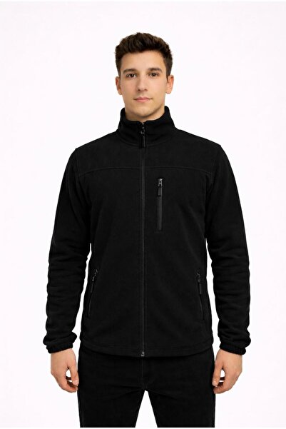 AXXEL Hanorac pentru bărbați, negru, cu fermoar, cu guler înalt, tricou -W1141