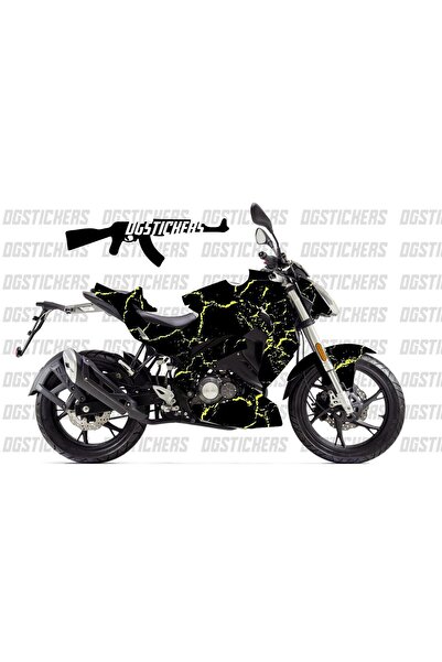 Motiker Benelli 125S Şimşek Sarı Siyah Tasarım Sticker Etiket Modeli