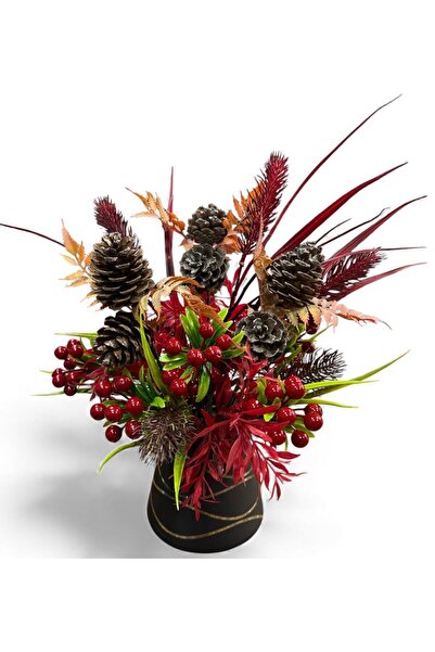 sedoshhomevision Kokina Arrangement in Striped Black Glass Vase (H:40 cm)