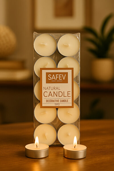 Şahane Pazar Tealight 10’lu Mum Beyaz Mum Seti Kandil Mumu Dekoratif Çok Amaç...